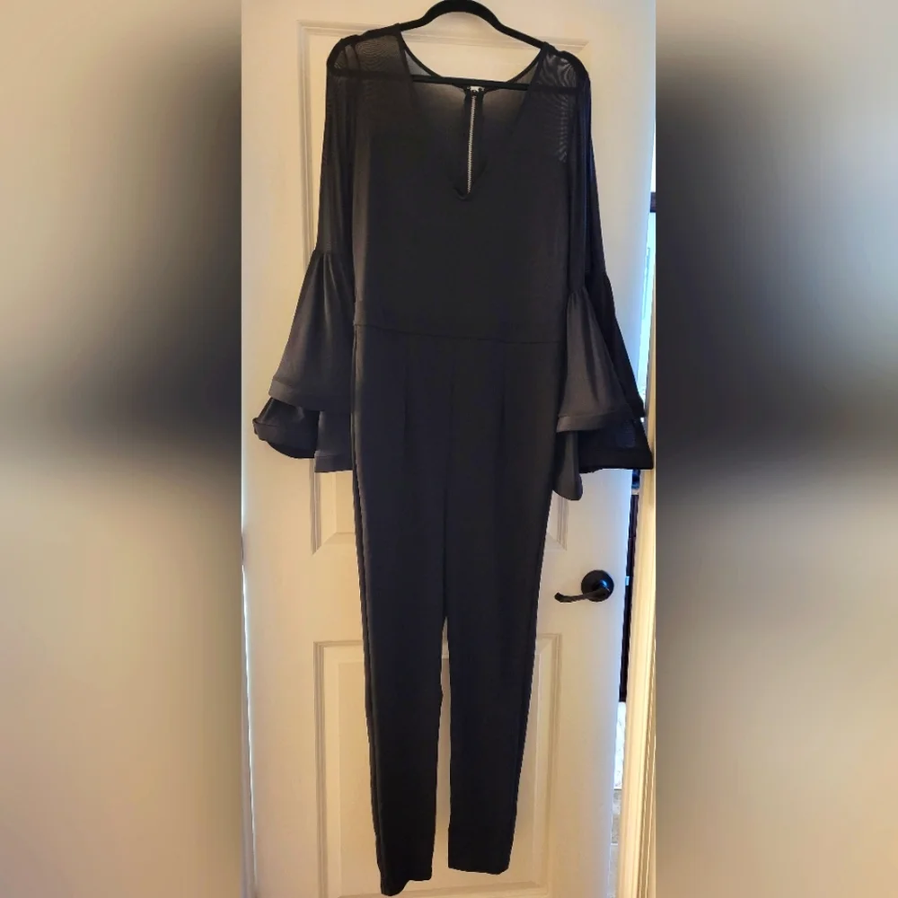 VENUS Black Sheer Sleeve Jumpsuit - Picture 6 of 6